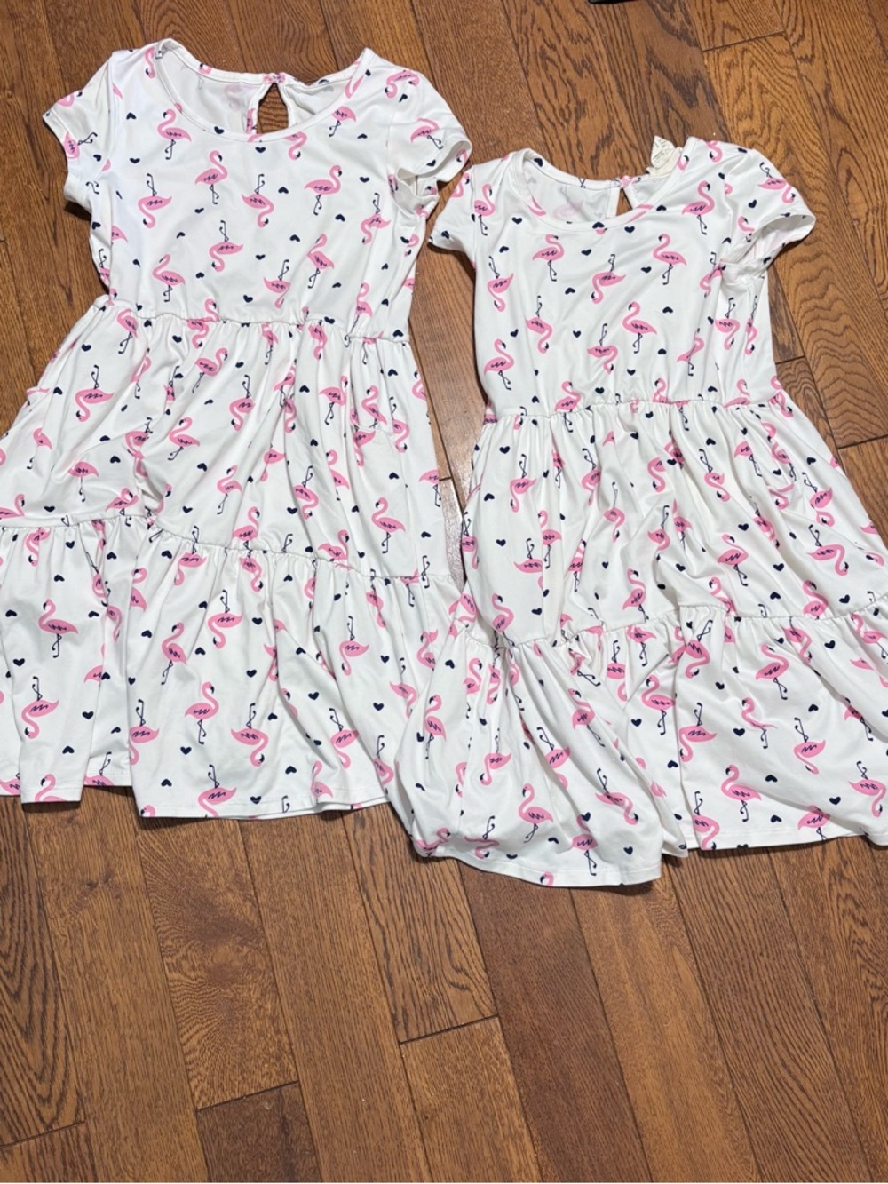 Matching Pair 7 and 8 10 Cotton lightweight summer dress white pink girly cute